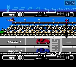 In-game screen of the game Corvette ZR-1 Challenge on Nintendo NES
