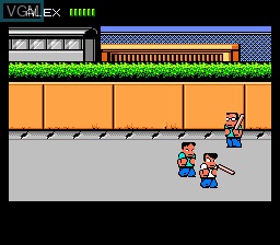 In-game screen of the game River City Ransom on Nintendo NES