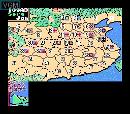 In-game screen of the game Romance of the Three Kingdoms II on Nintendo NES