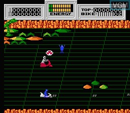 In-game screen of the game Seicross on Nintendo NES