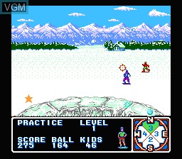 In-game screen of the game Ski or Die on Nintendo NES