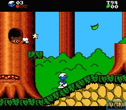 In-game screen of the game Smurfs, The on Nintendo NES