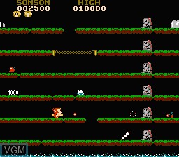 In-game screen of the game SonSon on Nintendo NES