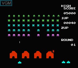 In-game screen of the game Space Invaders on Nintendo NES