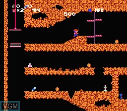 In-game screen of the game Spelunker on Nintendo NES