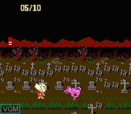 In-game screen of the game Splatterhouse - Wanpaku Graffiti on Nintendo NES