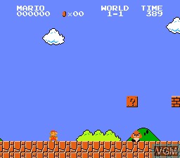 In-game screen of the game Super Mario Bros. on Nintendo NES