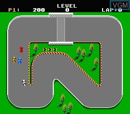 In-game screen of the game Super Sprint on Nintendo NES