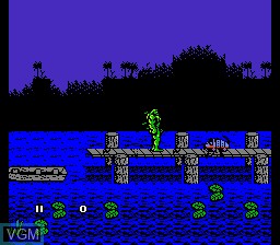 In-game screen of the game Swamp Thing on Nintendo NES