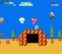 In-game screen of the game Takahashi Meijin no Bug-tte Honey on Nintendo NES
