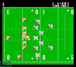In-game screen of the game Tecmo Bowl on Nintendo NES