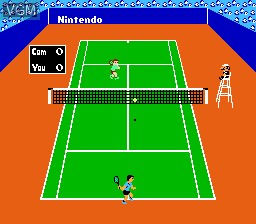 In-game screen of the game Tennis on Nintendo NES