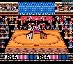 In-game screen of the game Tsuppari Oozumou on Nintendo NES