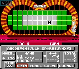 In-game screen of the game Wheel of Fortune - Family Edition on Nintendo NES