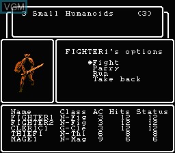 In-game screen of the game Wizardry - Knight of Diamonds - The Second Scenario on Nintendo NES