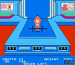 In-game screen of the game World Games on Nintendo NES