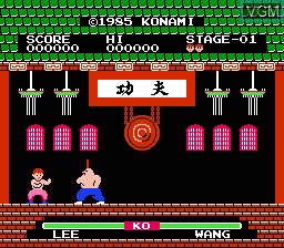 In-game screen of the game Yie Ar Kung Fu on Nintendo NES