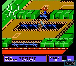 In-game screen of the game Zen - Intergalactic Ninja on Nintendo NES