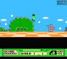 In-game screen of the game 3-D WorldRunner on Nintendo NES