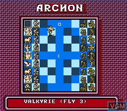 In-game screen of the game Archon on Nintendo NES