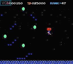 In-game screen of the game Balloon Fight on Nintendo NES