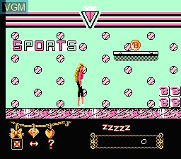 In-game screen of the game Barbie on Nintendo NES
