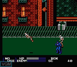 In-game screen of the game Batman Returns on Nintendo NES