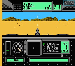 In-game screen of the game Garry Kitchen's Battletank on Nintendo NES