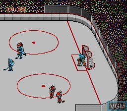 In-game screen of the game Blades of Steel on Nintendo NES