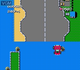 In-game screen of the game Bump 'n' Jump on Nintendo NES