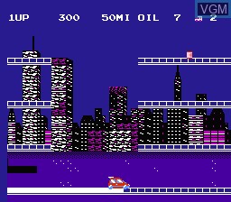 In-game screen of the game City Connection on Nintendo NES