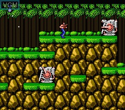 In-game screen of the game Contra on Nintendo NES