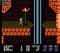 In-game screen of the game Cosmo Police Galivan on Nintendo NES