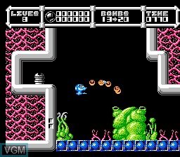 In-game screen of the game Cybernoid - The Fighting Machine on Nintendo NES