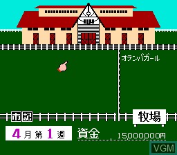 In-game screen of the game Derby Stallion Zengokuban on Nintendo NES