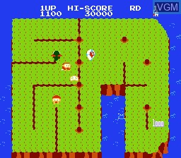 In-game screen of the game Dig Dug II - Trouble In Paradise on Nintendo NES