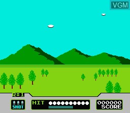 In-game screen of the game Duck Hunt on Nintendo NES