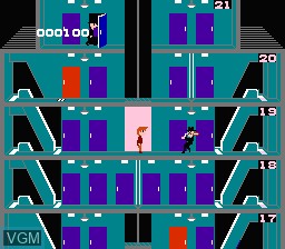 In-game screen of the game Elevator Action on Nintendo NES