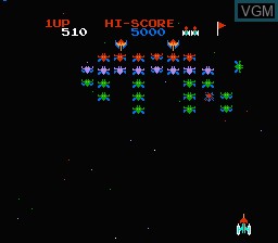 In-game screen of the game Galaxian on Nintendo NES
