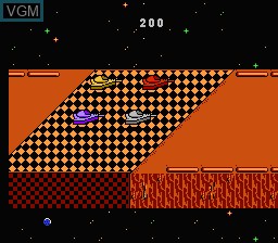 In-game screen of the game Galaxy 5000 - Racing in the 51st Century on Nintendo NES
