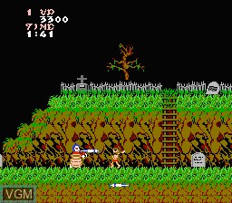 In-game screen of the game Ghost 'n Goblins on Nintendo NES