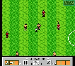 In-game screen of the game J.League Fighting Soccer - The King of Ace Strikers on Nintendo NES