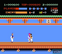 In-game screen of the game Kung Fu on Nintendo NES