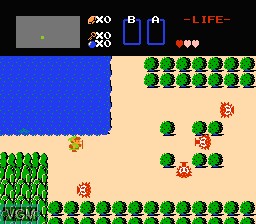 In-game screen of the game Legend of Zelda, The on Nintendo NES