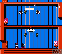 In-game screen of the game Mickey Mousecapade on Nintendo NES