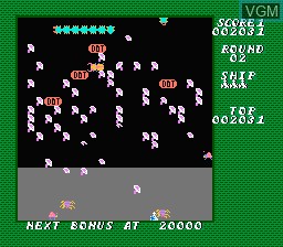 In-game screen of the game Millipede on Nintendo NES