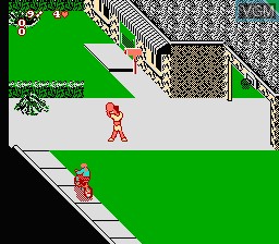 In-game screen of the game Paperboy 2 on Nintendo NES
