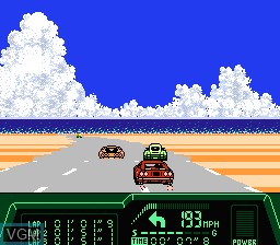 In-game screen of the game Rad Racer II on Nintendo NES