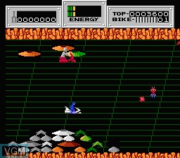 In-game screen of the game Seicross on Nintendo NES
