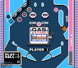 In-game screen of the game Super Pinball on Nintendo NES
